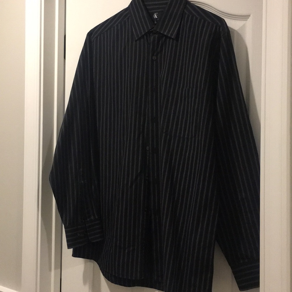 Men's Calvin Klein dress shirt black & grey stripe